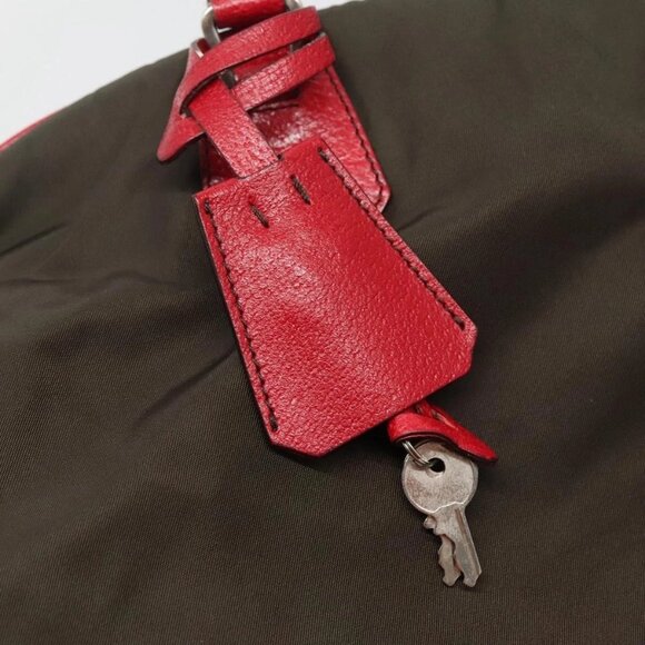 PRADA Hand Bag Nylon Leather Khaki Silver Auth bs24484 - Picture 14 of 16